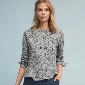 Anthropologie Eva Franco Forever Face Peplum Sweatshirt